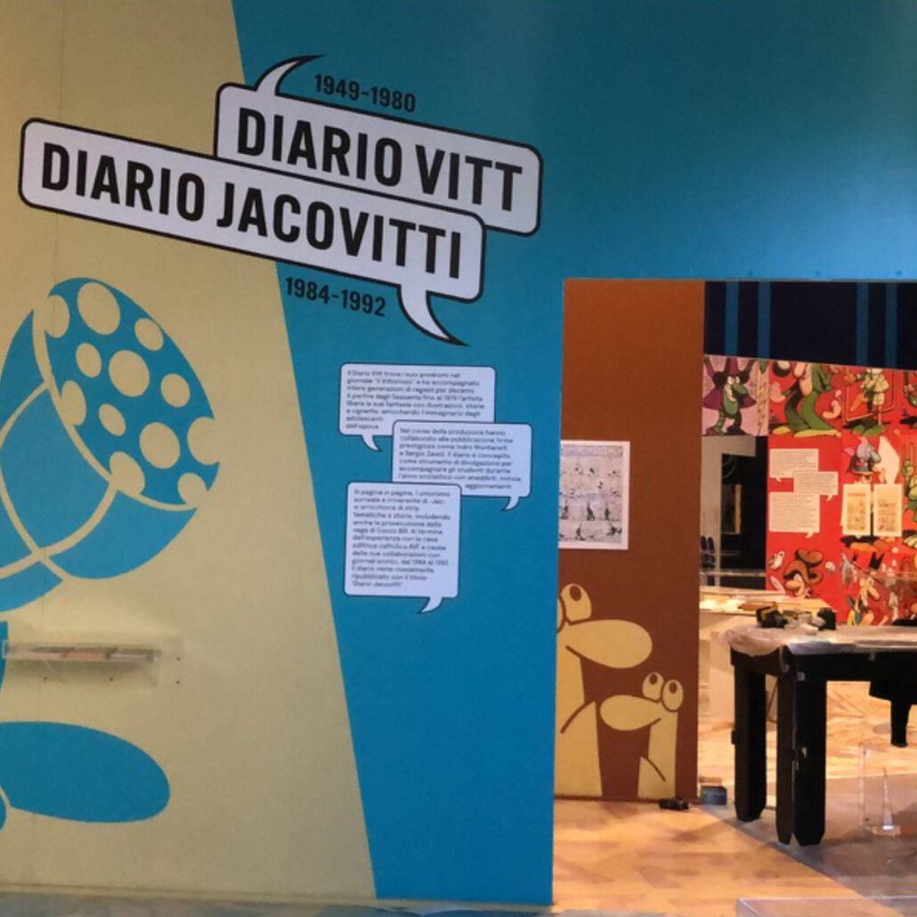 Grafica allestimento produzione e stampa Allestimento e grafica di mostre ed eventi - Mostra Jacovitti Maxxi Roma